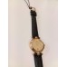 VINTAGE Lanvin γυναικείο ρολόι με επίχρυσο καντράν και μαύρο δερμάτινο λουράκι (VIN06)